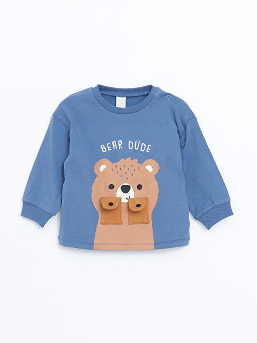 Bisiklet Yaka Bask?l? Erkek Bebek Ti??rt