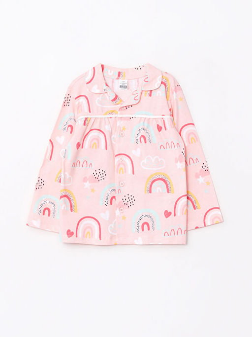 Polo Yaka Uzun Kollu Bask?l? K?z Bebek Pijama Tak?m? - Waikiki фото 2