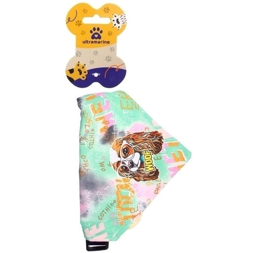 Цена за 2 шт. Ошейник с банданой и колокольчиком для кошек и собак мелких пород "Стильный БРО", цвет зеленый, рS/16*11см (лейбл)