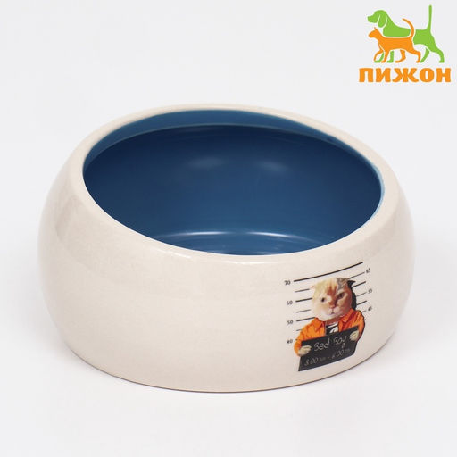 Миска керамическая Tasty, скошенный край 200 мл - 10.510.55.6 см, синяя/белая - Пижон фото 2