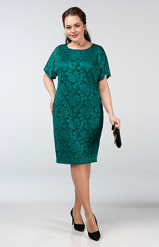 Роскошное женское платье свободного силуэта длины миди из кружевного трикотажа на подкладке - Ckc collections фото 2