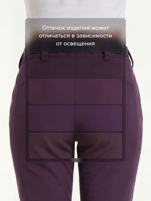 Женские брюки из софтшелла с флисом и регулировкой талии темно-фиолетового цвета 9634_1TF
