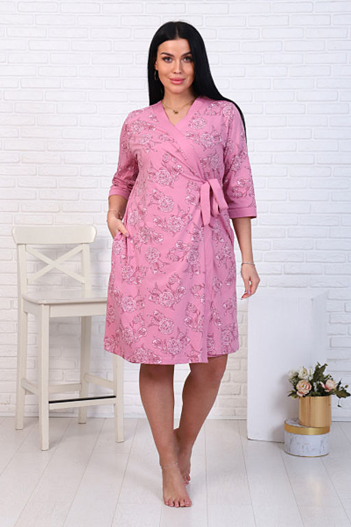 Пеньюар с сорочкой для беременных и кормящих мам, цветы, сухая роза (08520-14) - Плиона фото 4