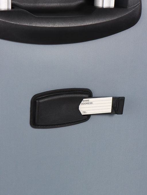 Чемодан 20",Текст,36*25*58,отд на молнии,1 нар/карм, увелич,код замок,4 колеса, т.серый