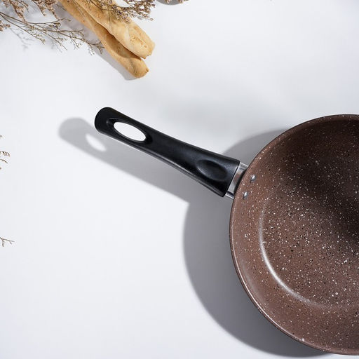Сковорода Rock, d=21 см, пластиковая ручка, антипригарное покрытие, углеродитсая сталь, коричневая