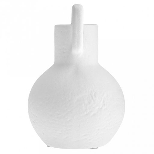 Ваза керамическая "Кувшин" 950мл, д13см h19,3см, горло - 4,5х4,2см, матовая, фактурная глазурь, цвет - белый, в коробке (Китай)