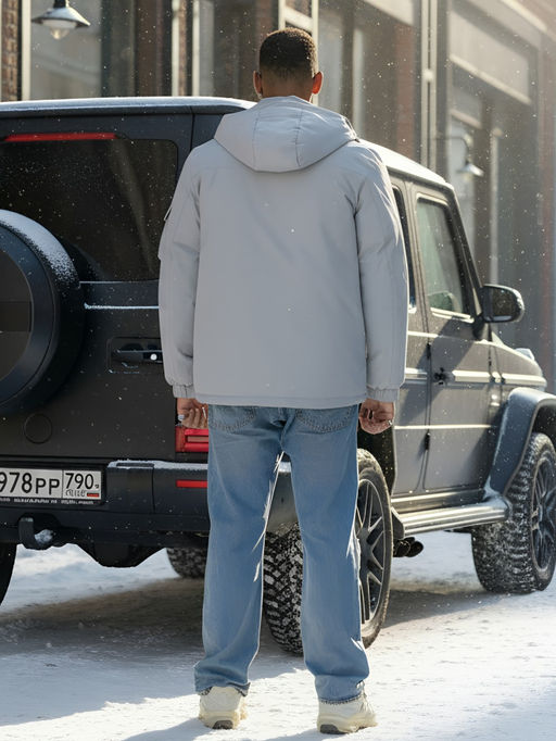 Куртка спортивная мужская зимняя с капюшоном светло-серого цвета 3222SS - Wonderrman фото 21