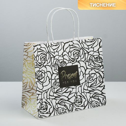 Пакет подарочный крафтовый Present for you, 25 22 12 см