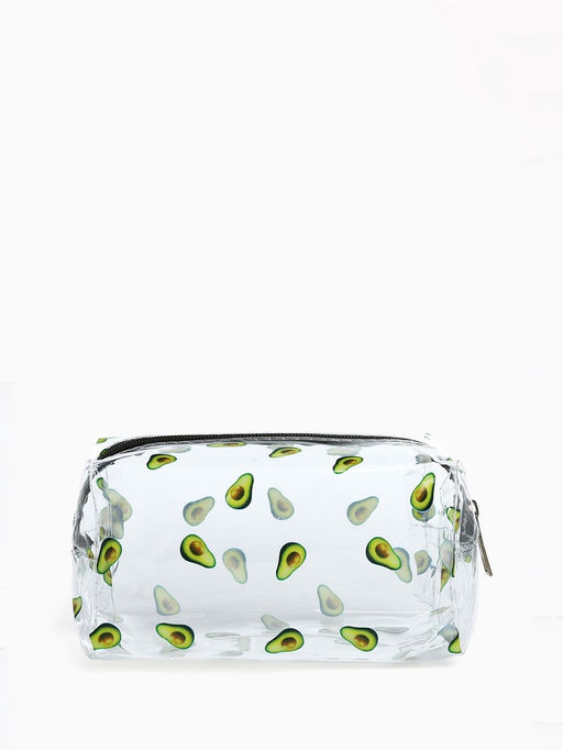 Косметичка на молнии объёмная для бассейна, с принтом, зелёная/прозрачная