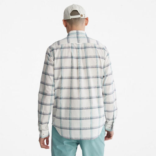 Мужская рубашка Timberland Shirt Eastham River Stretch Poplin Check Regular белая  фото 2