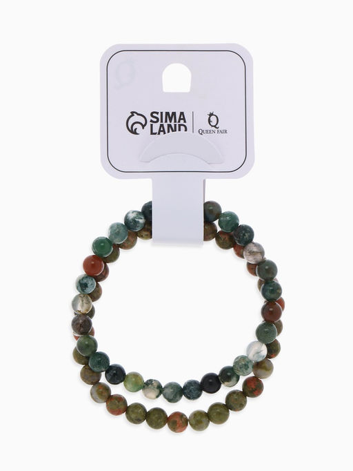 Браслеты парные «Яшма и Унакит», 2 шт. шар №6