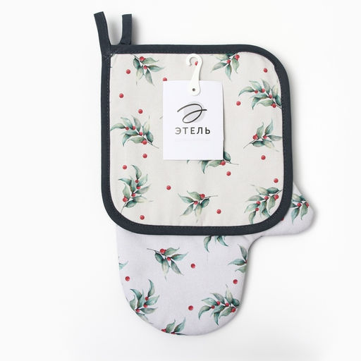 Набор кухонный Этель Snow fun, варежка 20?28 см, прихватка 19?19 см,100% хлопок