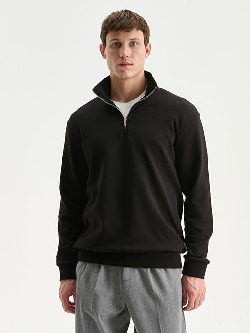 Dik Yaka Erkek Sweatshirt
