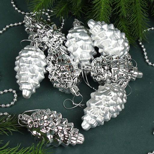 Елочное украшение Шишка 8 штук 8 см / 5620 /уп 72/ микс (Красный) - Галеонтрейд фото 8