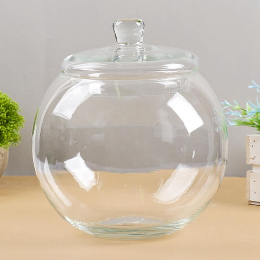 Ваза «Шаровая», 5 л, с крышкой, горл.d=16, 20×23 см (без крышки h=17 см), стекло, прозрачная