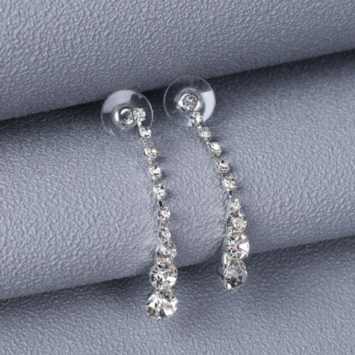 Колье со стразами и серьги гвоздики 3,5 см / 6286 /уп 12/серебро - Галеонтрейд фото 3