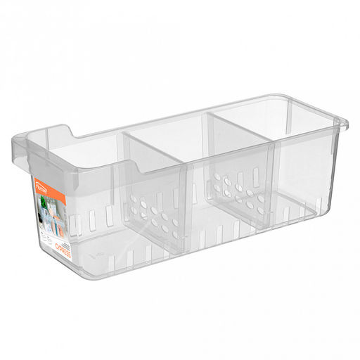 Контейнер для хранения пластмассовый "Cypress" 5л, 14,5х38х14см, 2 разделителя, с ручкой, прозрачный (Россия)