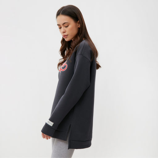 Свитшот женский удлинённый с начёсом MIST Cozy style, графит, размер 52