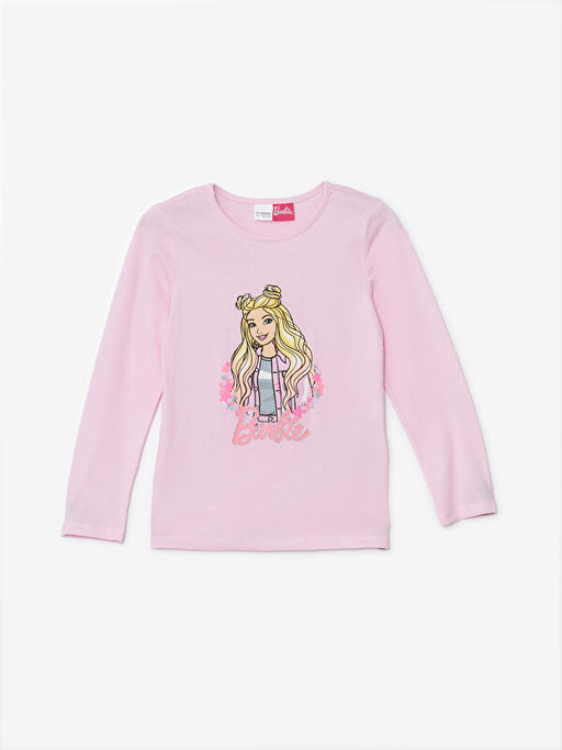 Bisiklet Yaka Barbie Bask?l? Uzun Kollu K?z ?ocuk Pijama Tak?m? - Waikiki фото 2