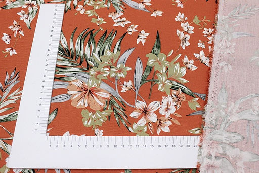 Плательная вискоза Тропиканка цв.оранжево-терракотовый, ш.1.47м, вискоза-100%, 135гр/м.кв - Купава фото 3