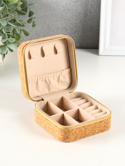 Шкатулка для украшений «Цветочная», пробка, кожзам, 10×10×5 см