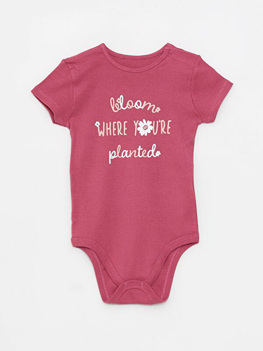 Bisiklet Yaka K?sa Kollu Bask?l? Pamuklu K?z Bebek ??t??tl? Body 2li - Waikiki фото 2