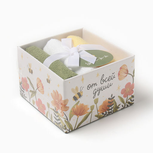 Набор махровых полотенец Пчёлка 30х30 см - 3 шт, хлопок 340гр/м2 - Этель фото 7