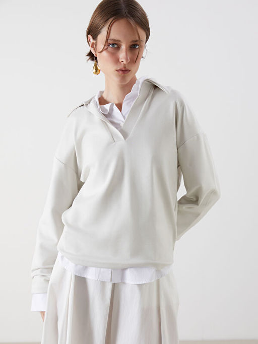 Polo Yaka Kad?n Sweatshirt
