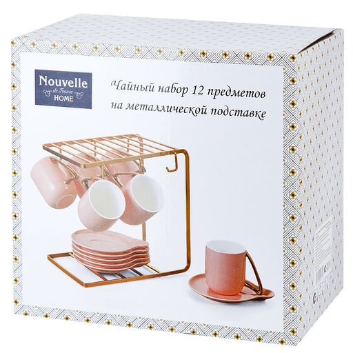 Чайный набор на металлической подставке 12пр. 5th Avenue. Mint (6 персон) v=240 мл (подарочная упаковка) - Nouvelle home фото 5