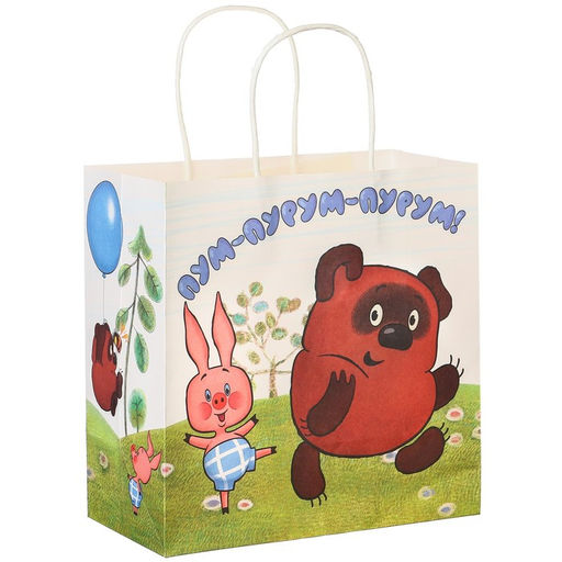 Пакет подарочный, 22×22×11 см, крафт, упаковка, Винни-Пух