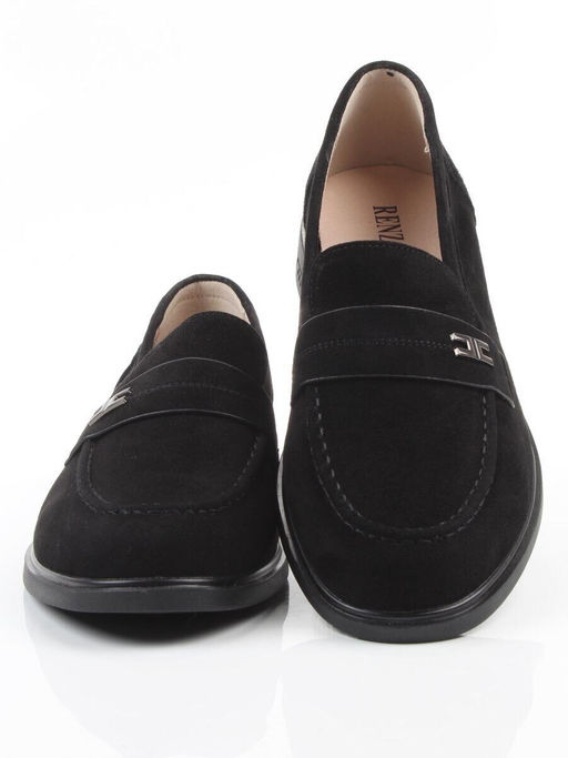 03-DEB17-2 BLACK Лоферы женские (натуральная замша)