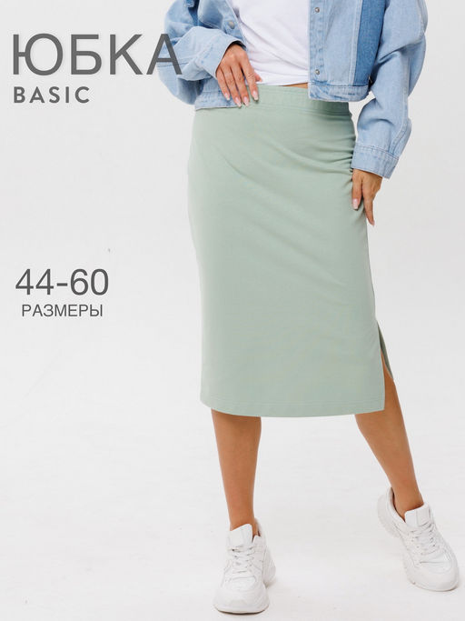 Юбка женская Ю-04 (футер с лайкрой) Светлая оливка - Elenatex фото 2