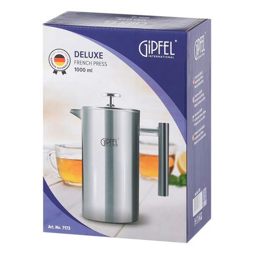7173 GIPFEL френч-пресс DELUXE с двойными стенками и дополнительным фильтром 1000мл - Werner фото 4
