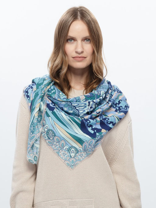 Платок жен. шелк+шерсть+мод 120х120 E16-8225-12