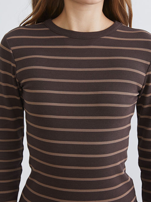 Bisiklet Yaka ?izgili Kad?n Body