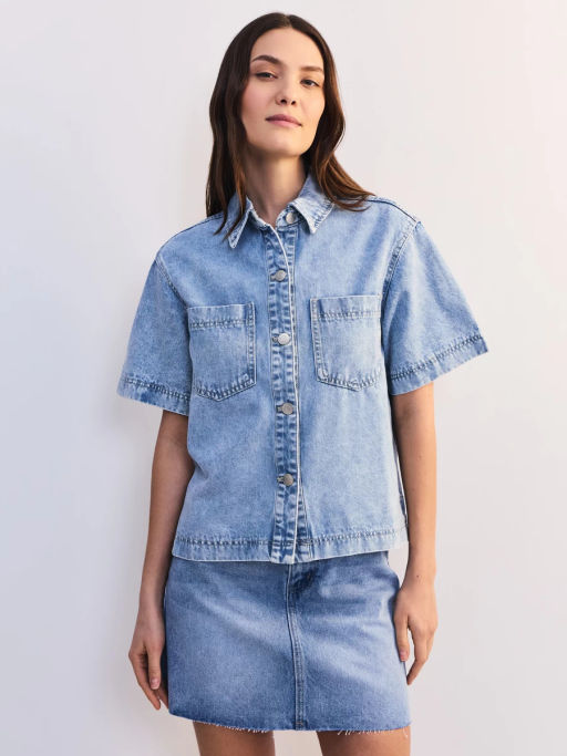 Джинсовая рубашка с коротким рукавом ZR2605092347-101 / Zarina