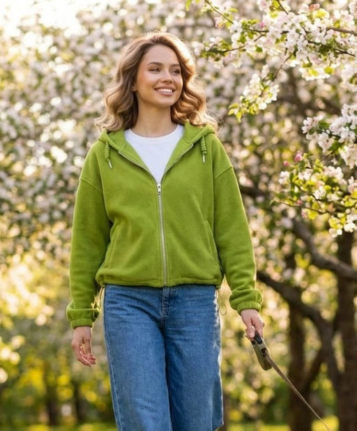 K13388 Толстовка из флиса с капюшоном ЗЕЛЕНЫЙ