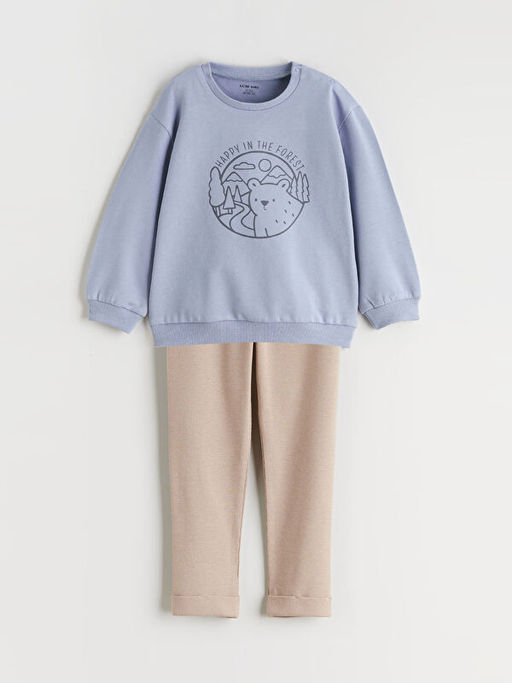 Bisiklet Yaka Erkek Bebek Sweatshirt ve Tayt