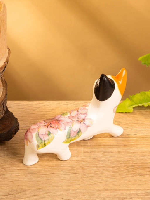 Сувенир «Котик в цветах», 13×3×9 см, дерево, бело-оранжевый