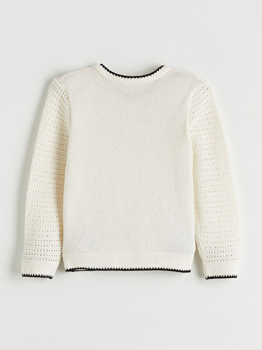 Bisiklet Yaka Nak??l? K?z ?ocuk Triko H?rka