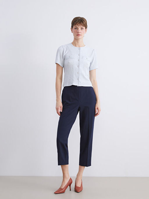 Bisiklet Yaka Dokulu Bluz