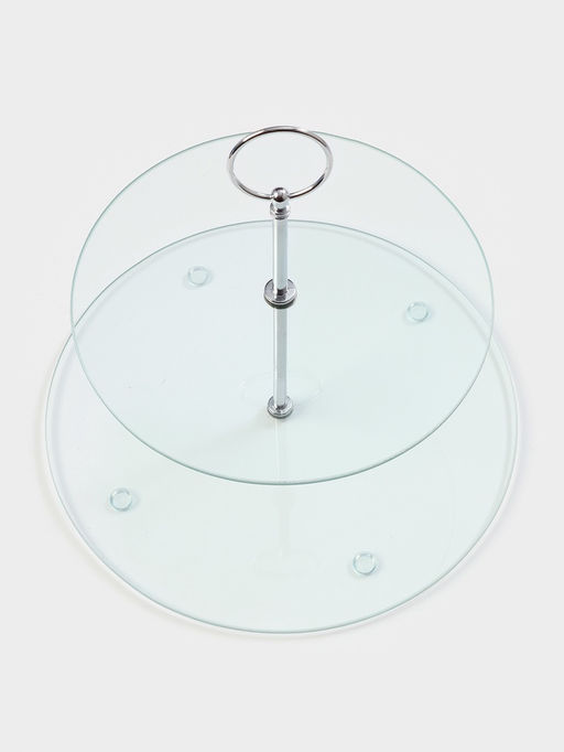 Фруктовница 2-х ярусная круглая Доляна, d=25/20 см, стекло, прозрачная  фото 2