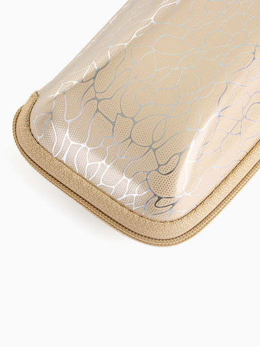 Футляр для очков на молнии, с серебристым принтом, размер 16×6×7 см, бежевый