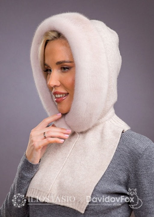 Капор кашемир бежевый норка