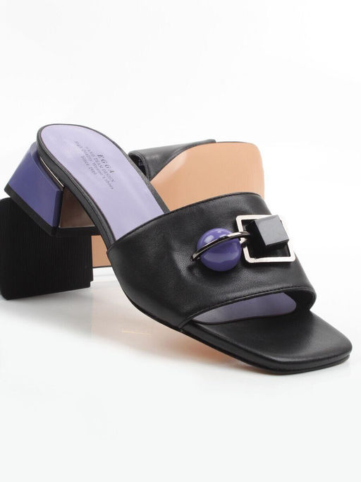 08-HLP1035-28 BLACK/VIOLET Босоножки женские (натуральная кожа)