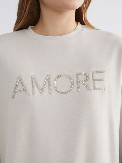 Bisiklet Yaka Ta?l? Kad?n Sweatshirt