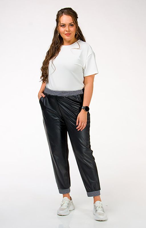 Брюки. Спортивный крой в сочетании с классической черной эко-кожей. - Ckc collections фото 4