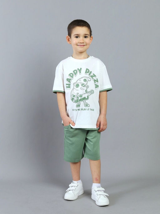 CRB wear / CSKB 90298-21K Комплект для мальчика (футболка, шорты),молочный/Ex.Cherubino