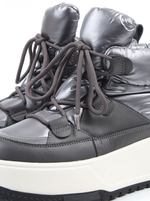 04-WG039-1M GRAY Ботинки зимние женские (натуральная кожа, курточная ткань, 100% шерсть)