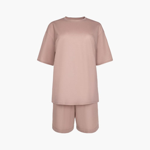 Костюм спортивный женский: футболка, шорты, MINAKU: Casual collection, размер 44, бежевый